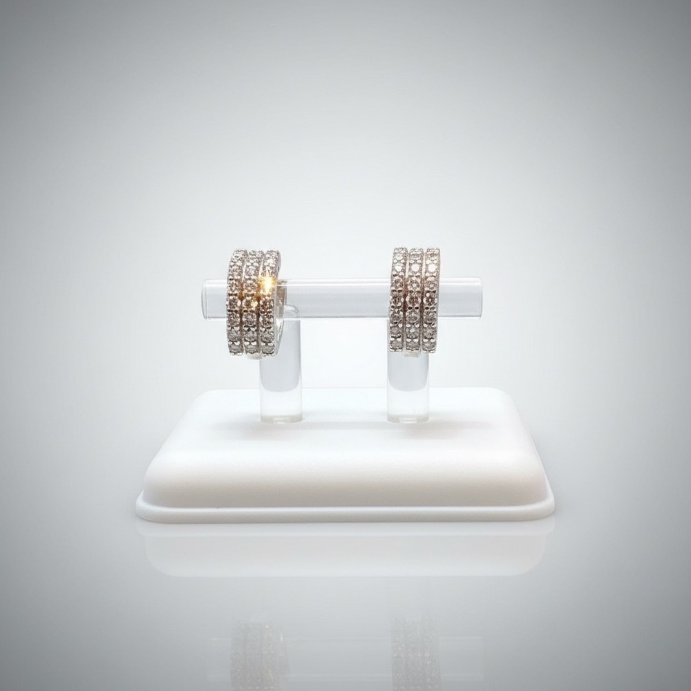 925 Sterling Silver Moissanite Triple Row Huggie Hoop Earrings 0.60 CTW VVS